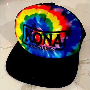 Kona Brewing Co Colorful Tie Dye Foam Mesh Trucker Hat Adjustable Rare Cap
